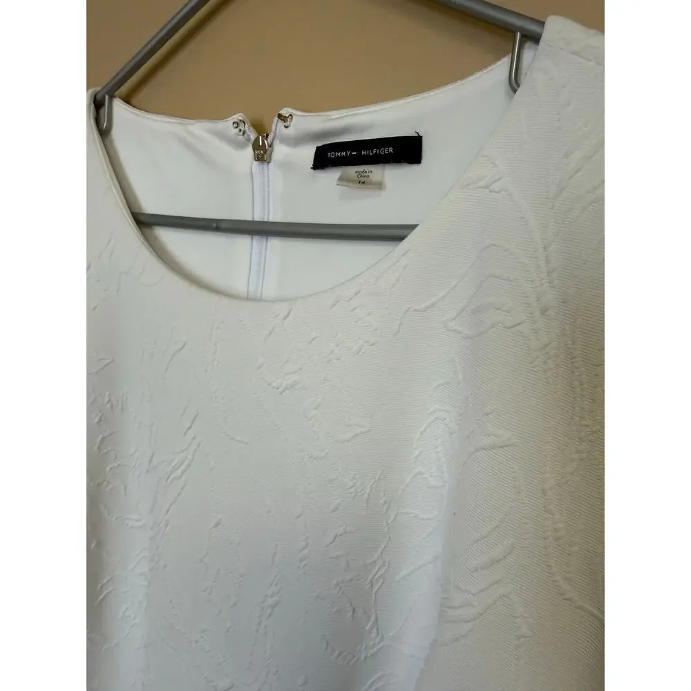 Tommy Hillfiger white on white form fitted dress womens size 14
